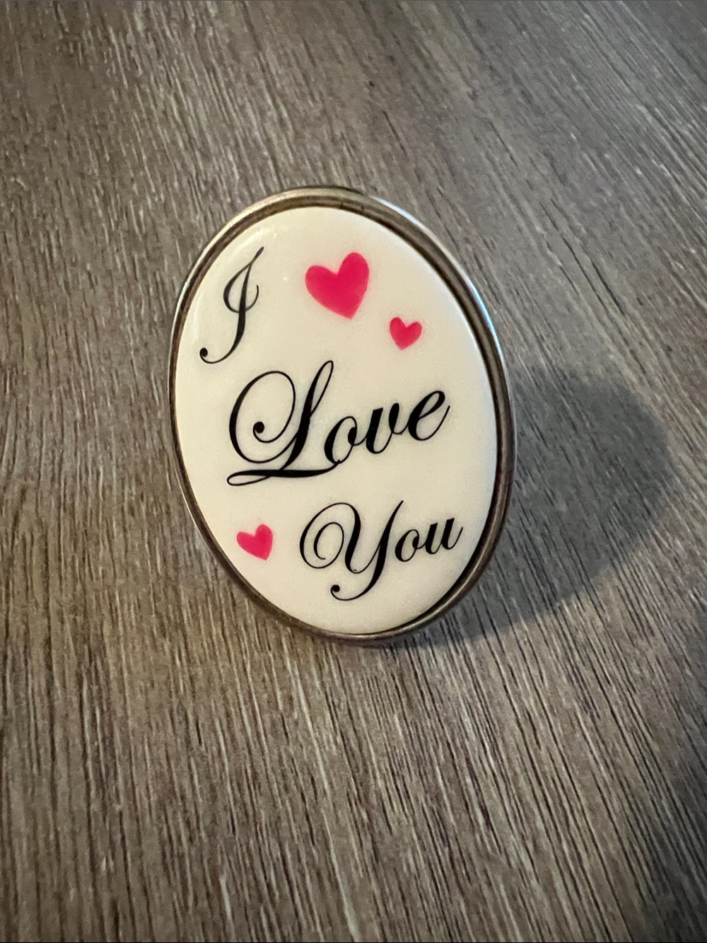 Tarina Tarantino White and Pink 'I Love You' *vintage* Ring
